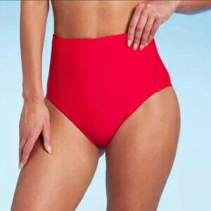 Women's Extra High Waist Tummy Control Bikini Bottom - Kona Sol Red S